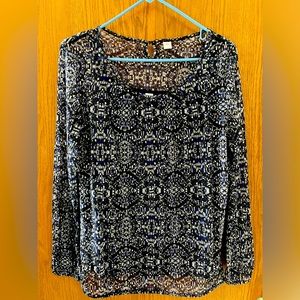 s.Oliver light and airy black/blue/gray blouse.